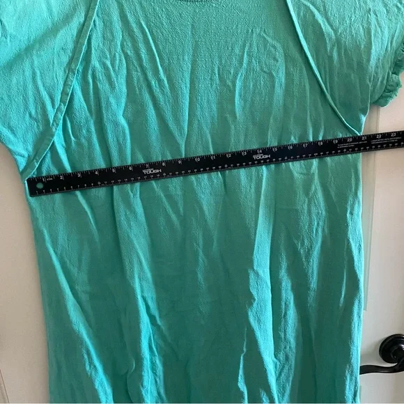 Umgee Turquoise Linen blend Dress with lace back, pockets & fringe hem. Sz 1XL. - Picture 9 of 11